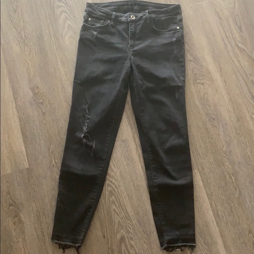 Zara Z1975 distressed black skinny jeans